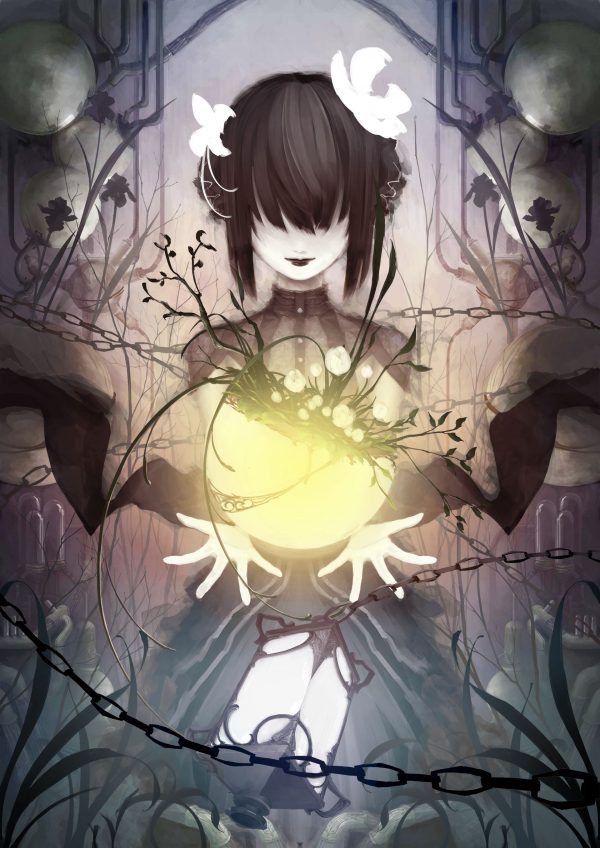A woman holding a glowing orb from the teaser website for Falcom's soon to be announced game, Project N.O.X.